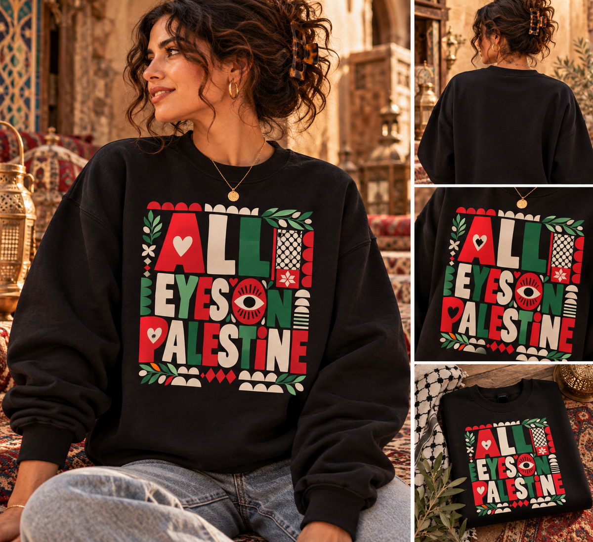 Palestinian Vibes Sweatshirt, Palestine Crewneck, Unisex Palestinian Sweater, Palestine Gift, Retro Graphic Sweatshirt