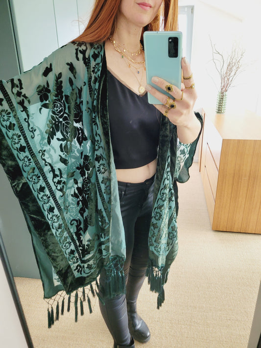 Burnout Samt Kimono Cardigan